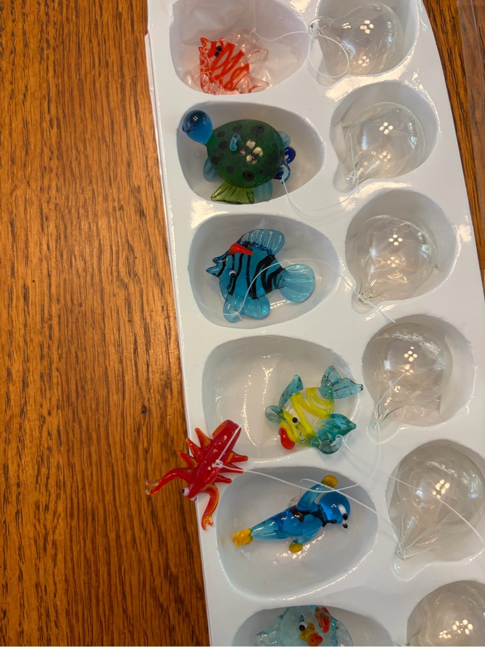 Hand-Blown Glass Tropical Fish Ornament Set - Multicolor
